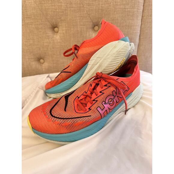 Men’s Hoka Mach X 2 running shoes Grapefruit/Electric Coral Size 10 - Picture 1 of 7